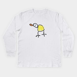 Sketch of a bird, chick. Inspired by child's drawing Kids Long Sleeve T-Shirt